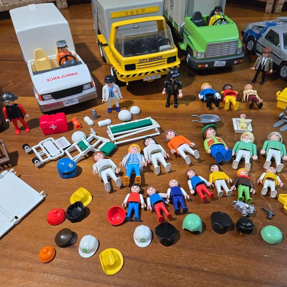Playmobil City Action Vehicle Lot Fire Truck Ambulance Garbage Truck DeLorean